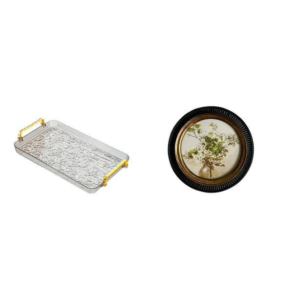 Elegante bandeja de servir con relieve de resina y marco de fotos decorativo para dormitorio, comedor, fiestas en casa y decoración retro para inaugur
