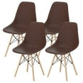 thumbnail image 4 of Furmax Pre Assembled Style Mid Century Modern DSW Shell Lounge Plastic Kitchen, Dining, Bedroom, Living Room Side Chairs Set of 4, Brown, 4 of 8