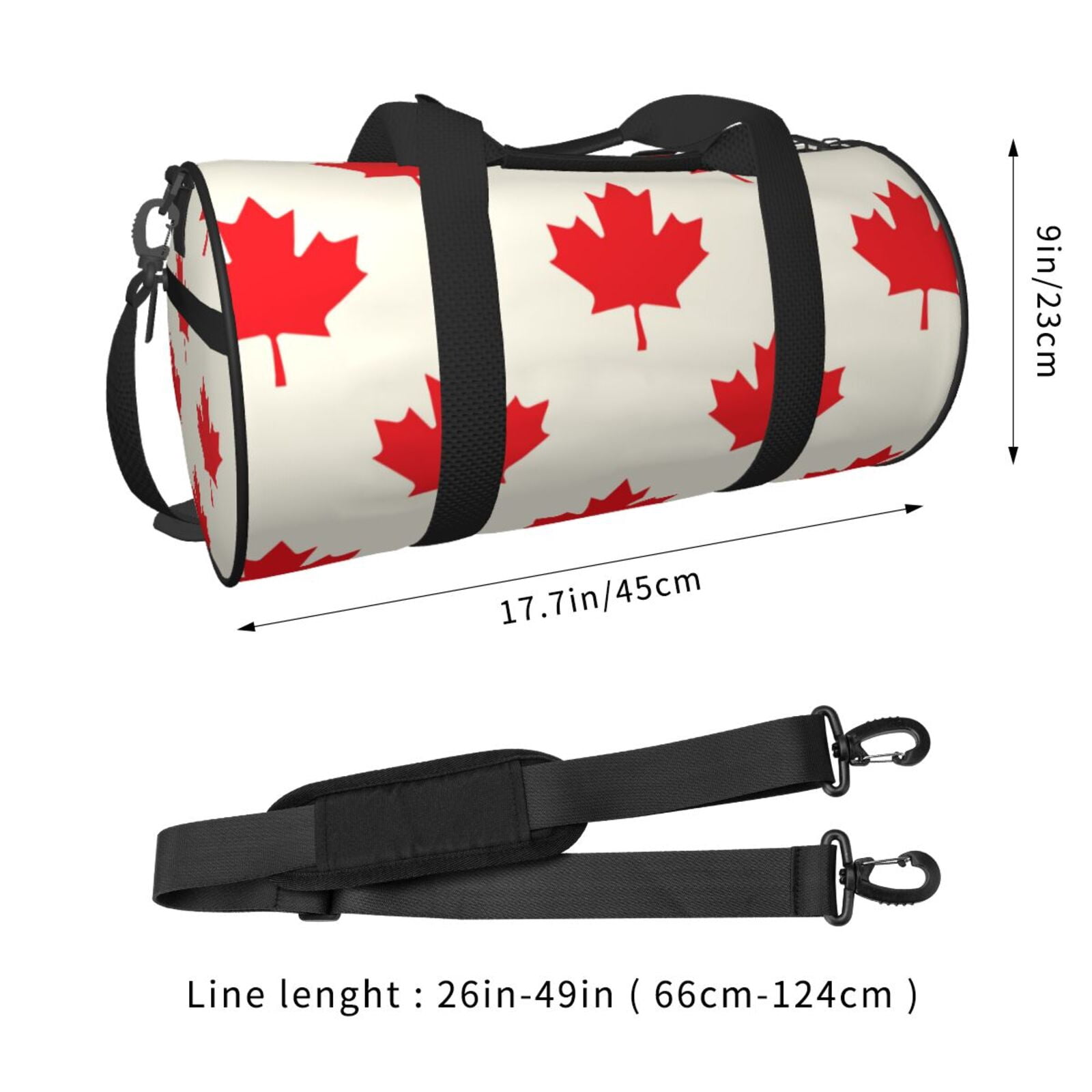 Vsdgher Happy Canada Day 45L Foldable Duffel Bag, Sports Gym Bag,Overnight Bag, Portable Weekender Bag for Airplanes