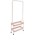 thumbnail image 6 of TFCFL 2 in 1 Garment Rack, Clothing Rack with 2 Tier Metal Basket & Casters, Rolling Storage Cart Clothes Organizer, Heavy-Duty Metal Clothing Rack for Hanging Clothes, Dresses, Coats (Pink), 6 of 18