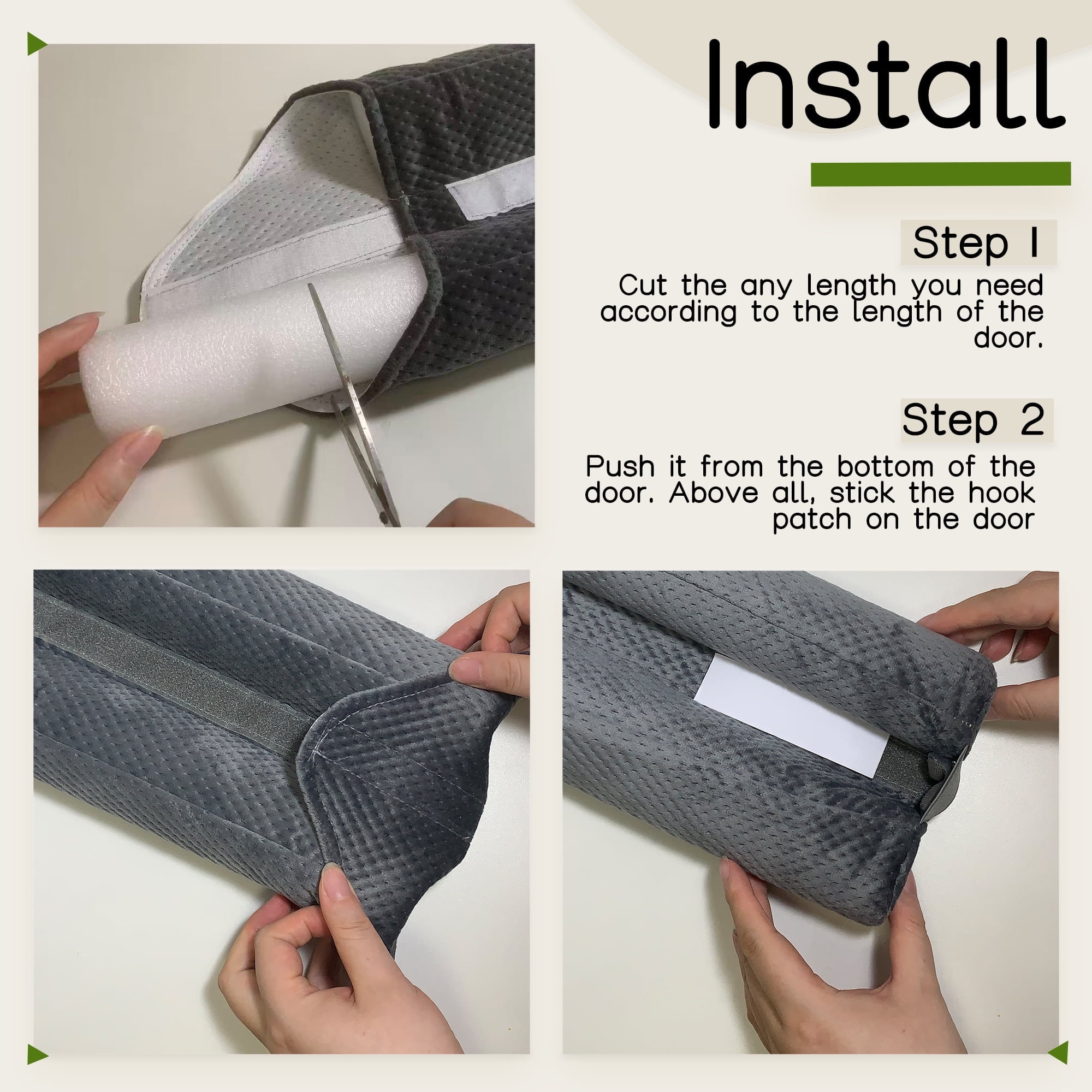Door Draft Stopper for Bottom of Door, Under Door Gap Filler for Big Gap, No Folding Required, Flexible Installation Door Sweep soundproofing Strip for Home & Apartment, 30-36in