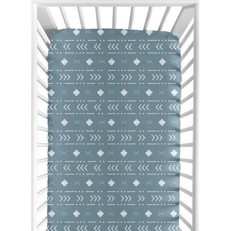 UPC: 0846480096962 | Boho Tribal Geometric Dark Blue and White Fitted Crib Sheet Boy or Girl by Sweet Jojo Designs