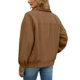 thumbnail image 5 of FNFHFY Womens Jacket Full Zip Lapel Coat Cropped Faux Suede Jackets Long Sleeve Lightweight Outwear Comfy Casual Fall Jackets, 5 of 9