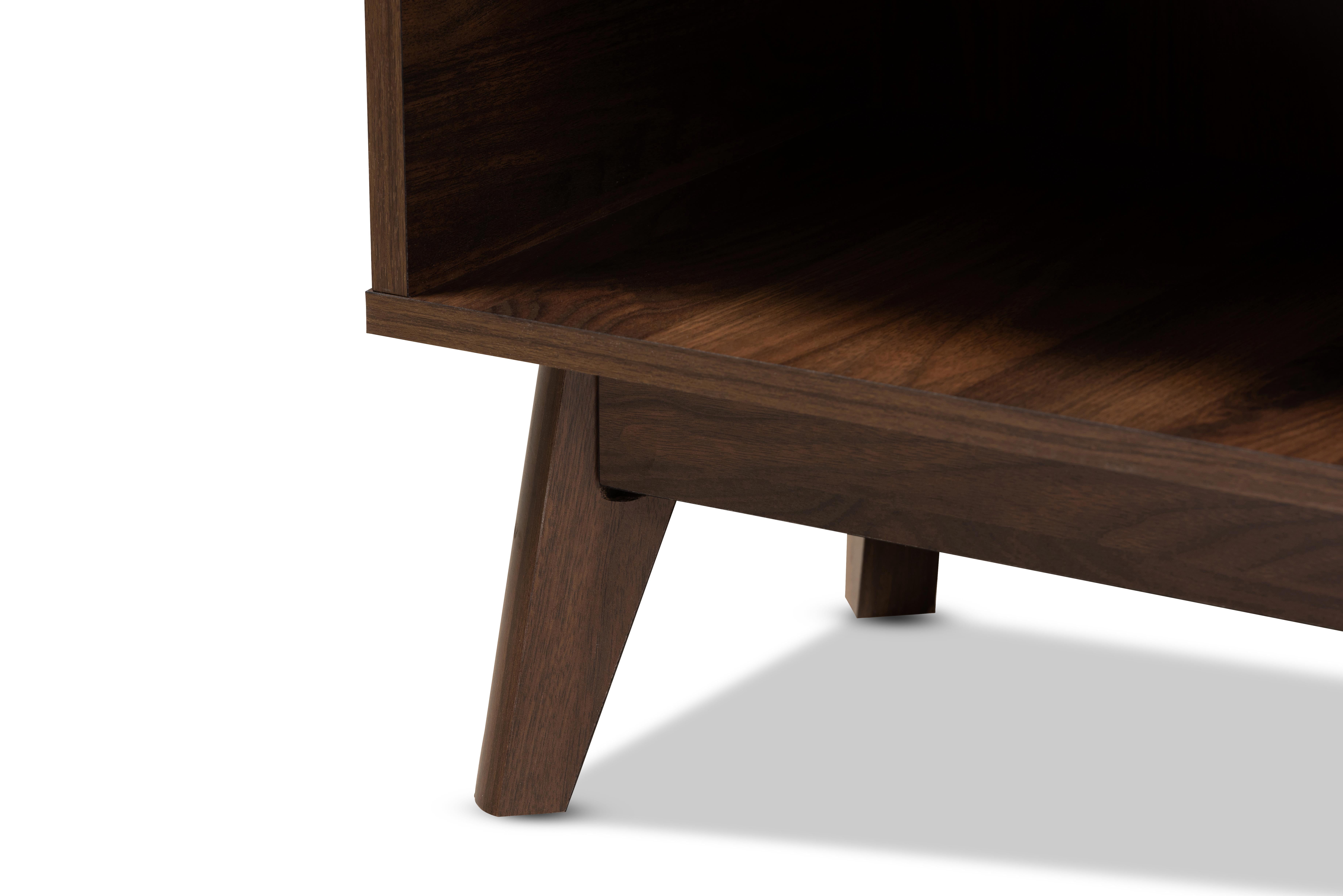 Baxton Studio Lena Mid-Century Modern Walnut Brown Finished 5-Shelf Wood Entryway Shoe Cabinet