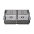 thumbnail image 2 of Wells Sinkware 33 in. Handcrafted 16 Gauge Undermount 50-50 Double Bowl Stainless Steel Kitchen Sink, 2 of 5
