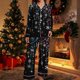 thumbnail image 1 of Puyaiuu Women 2 Piece Christmas Satin Pajama Set Cute Print Long Shirt Loose Shorts Matching Set Loungewear Gift, 1 of 5