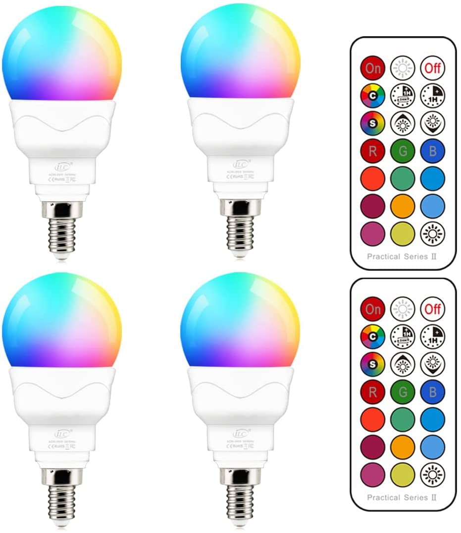 4 Pack LED LIGHT BULB Color Changing Remote Control RGB Multi Colored Bulbs ILC 
