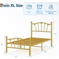 thumbnail image 2 of Twin XL Size Bed Frame, Heart Shaped Metal Bed Frame with Headboard and Footboard, Platform Bed Frame with Sturdy Slat Support, Underbed Storage Space, No Box Spring Needed, Gold, 2 of 6