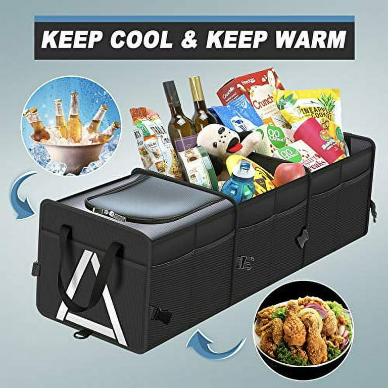 Knodel Sturdy Car Trunk Organizer with Premium Insulation Cooler Bag, Heavy  Duty Collapsible Trunk Storage Organizer for Car, SUV, Truck, or Van (3  Compartments, Black) 