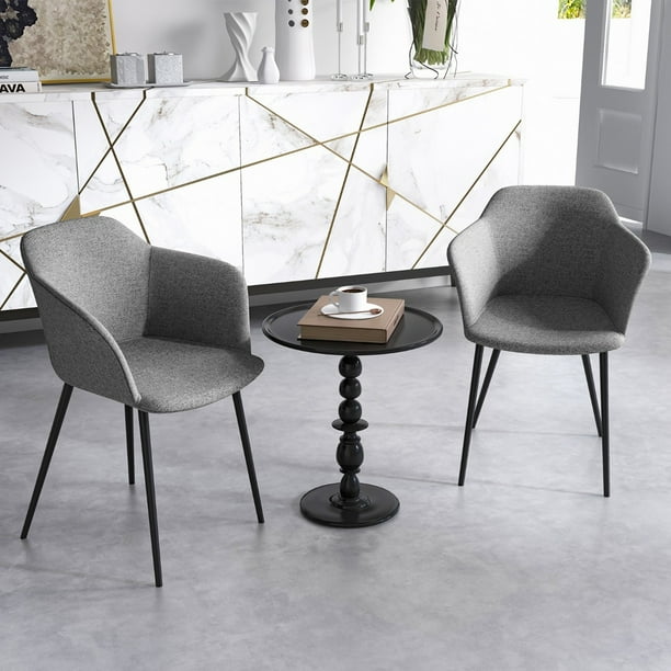 Costway Juego de 2 Sillas de Comedor Tapizadas con Respaldo Ergonómico Reposabrazos Anchos 60 x 53 x 82,5 cm