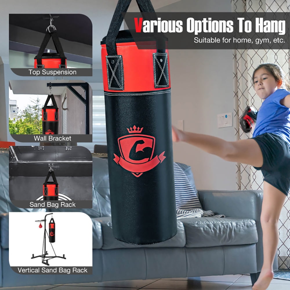 Yardi Yard 11 Pounds Kids Hanging Punching Bag Set with Punching Gloves-Black, Punching Bag for Adults, Heavy Boxing Bag Set