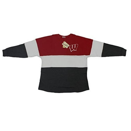 Wisconsin Badgers Ncaa Stripes - Pressbox Women' s NCAA Wisconsin Badgers Varsity Jersey Oversized Sweeper Shirt