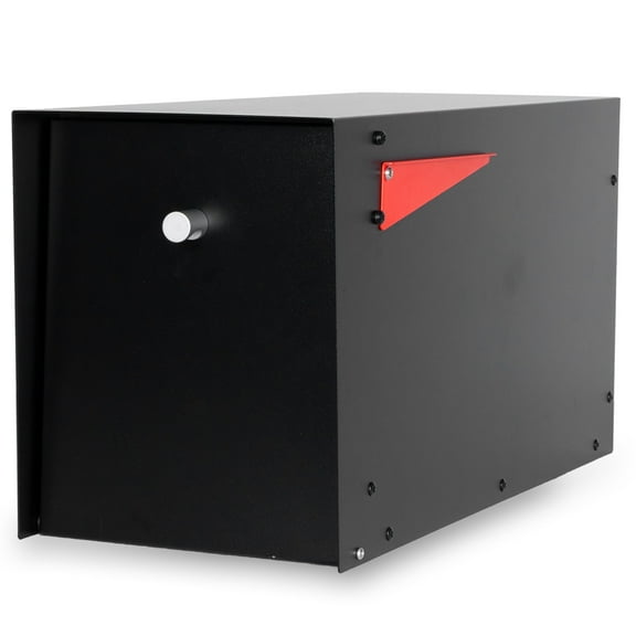 Ilyapa Modern Post Mount Mailbox for Outside - Black Exterior Powder Coated Steel Heavy Duty Curbside Welded Mailbox, Stainless Steel Hinges