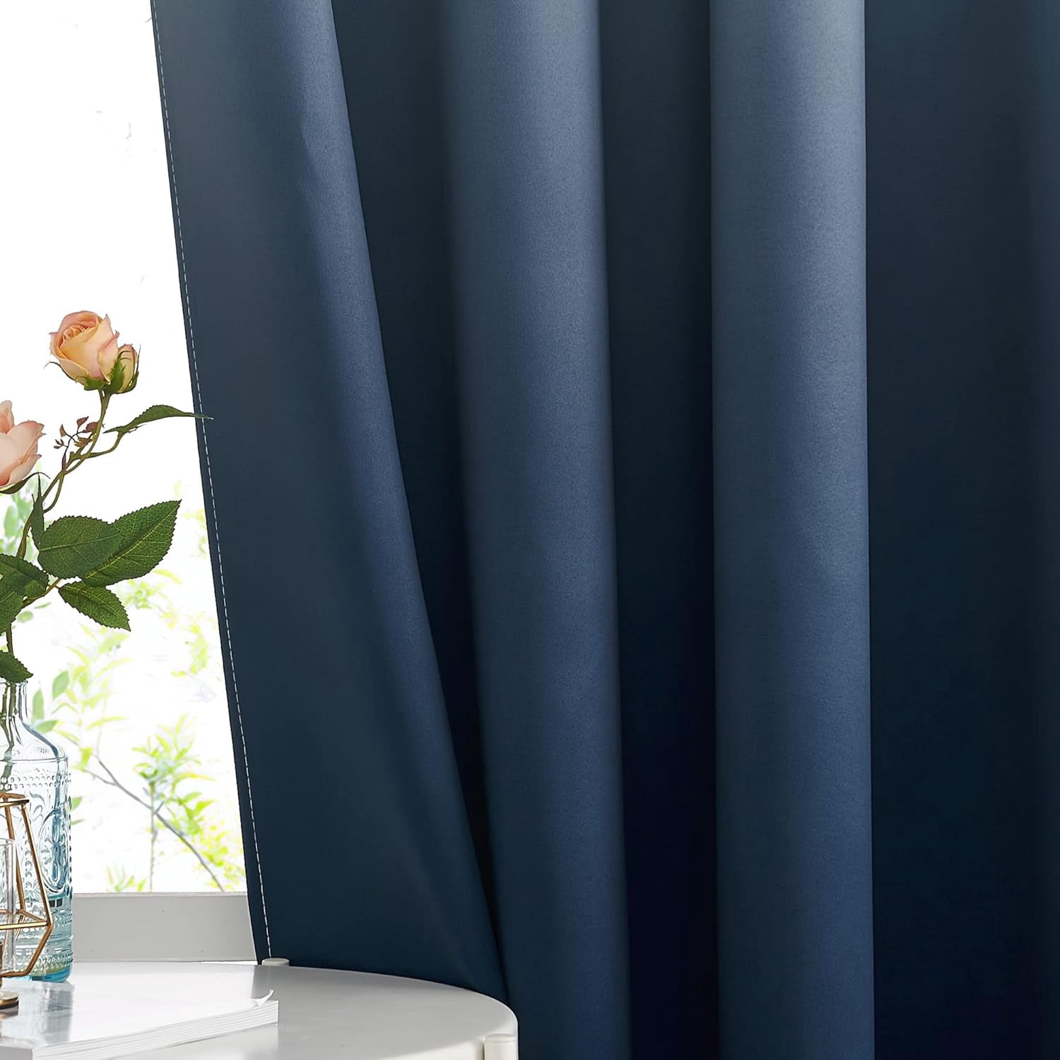 NICETOWN Ombre Room Darkening Curtains Gradient Drapes Light Blocking Insulated Thermal Window Curtains for Bedroom/Living Room, 2 Panels, 52x84 inch, White to Navy Blue