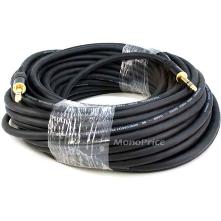 UPC: 0844660047995 | Monoprice Premier Series 1/4 Inch (TRS) Male to Male Cable Cord – 75 Feet – Black | 16AWG (Gold Plated)