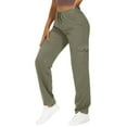 thumbnail image 5 of Breezora Women's Stylish Casual Wide Leg Trousers with Drawstring Waist and Functional Pockets for Everyday Wear XL Size Green, 5 of 6