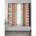 thumbnail image 2 of Bohemian Patterns Sheer Curtains 2 Panels Set Orange Seamless Stitching Lihgt Filtering Rod Pocket Voile Drape, Semi Sheer Window Curtains for Bedroom Living Room, 52"x63", 2 of 5