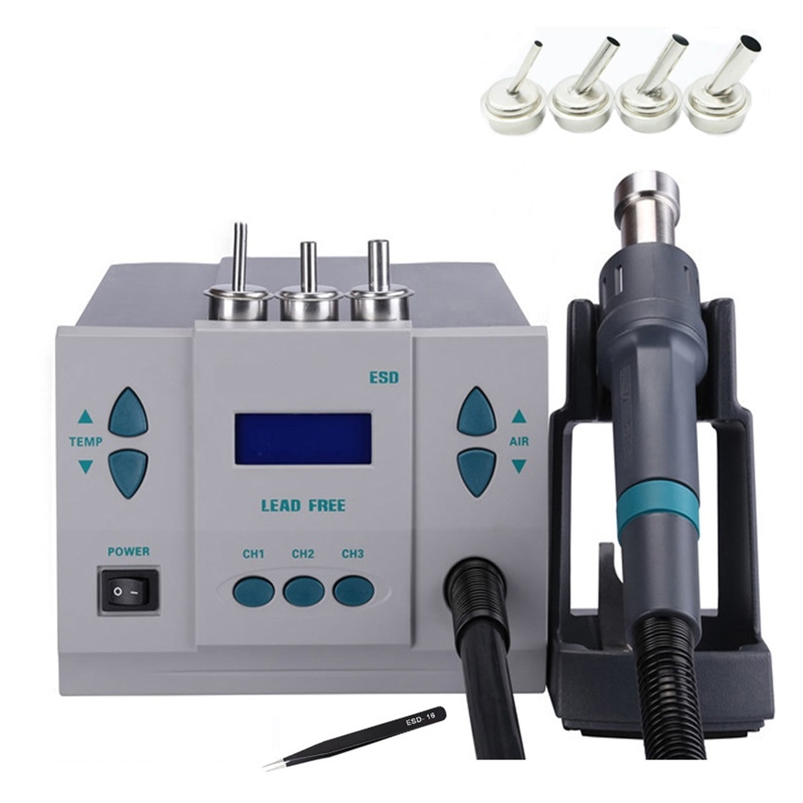 861DW Heat Gun Lead Ee Hot Air Soldering Station Microcomputer Temperature Rework Station+7nozzle ,High Temperature Resistant