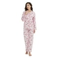 thumbnail image 2 of Apparonia Women's Pajama Sets 100% Cotton Flannel Ladies PJs Button Front Top Drawstring Bottoms Blush Blossom XXL, 2 of 7
