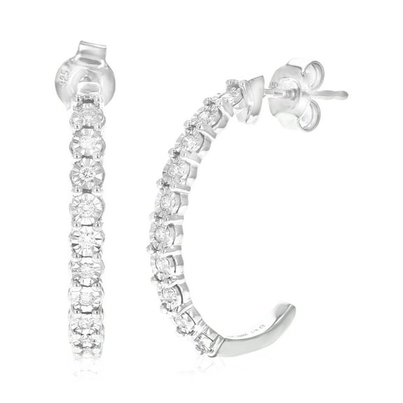 Vir Jewels 1/6 CTTW Lab Grown Diamond Hoops Earrings in Sterling Silver With Push Backs For Women