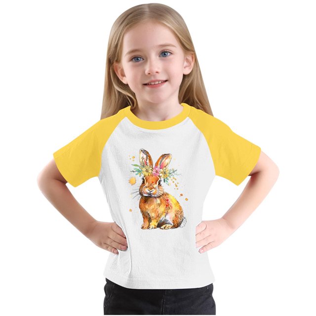 RXIRUCGD 2025 Vêtements d'Été pour Enfants Tout-Petits Garçons Filles Mode Mignon Col Rond Imprimé Manches Courtes Haut