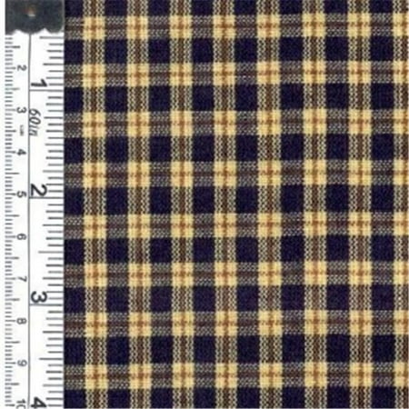 Textile Creations 1198 Rustic Woven Fabric, Small Plaid Navy And Natural, 15 yd.