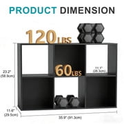 Simple Deluxe 6 Cube Storage Organizer, 3 Tier Stackable Bookshelf, Open Cube Bookshelf with 3 Removable Back Panels, Suitable for Living Room, Bedroom, Home Office, 36" L X 11.6" W X 24" H, Black