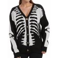 thumbnail image 2 of Suéteres Tipo Cárdigan con Estampado de Calaveras para Mujer, Abrigos de Punto Unisex de Larga Cráneo Negro L, 2 of 10