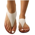 thumbnail image 6 of KIJBLAE Women's Plus Size Solid Color Clip Toe Flat Sandals, Minimalist Casual Design, Lightweight Comfortable Outdoor Beach Shoes White 38, 6 of 9