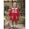 thumbnail image 5 of BemeyourBBs Toddler Baby Girl Valentines Day Red Dress Outfit Bow Heart Letter Embroidery Doll Collar Long Sleeves A Line Spring Dress, 5 of 9