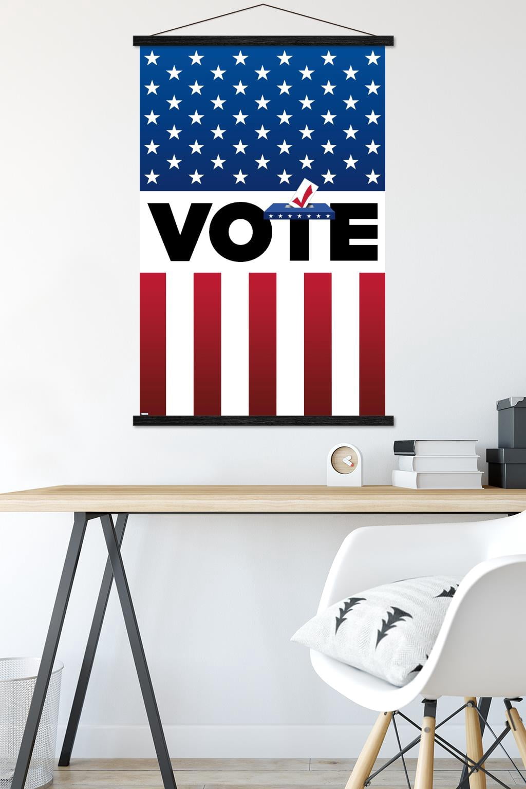 Vote Wall Poster with Wooden Magnetic Frame, 22.375" x 34"