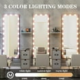 thumbnail image 6 of ANYHI Full Length Mirror with Lights, 62.6" x 23.3" LED Lighted Vanity Full Body Mirror, Oversized Floor Mirror with 22 Dimmable Bulbs, Wall-Mounted Mirror for Bedroom, Aluminum (Pink), 6 of 12