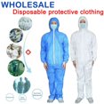 thumbnail image 4 of Disposable Medical Coat Lab Jacket Blue White Romper Loose Breathable Waterproof Elastic Cuff Hat, 4 of 5