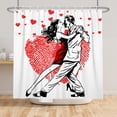 thumbnail image 4 of Lover''s Dance Shower Curtain Valentines Day Bathroom Curtain Set with Hooks, Red Heart Fingerprint Water Repellent Shower Curtain 72W x 72L inch, 4 of 5