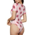 thumbnail image 3 of Balery Women'Spig Noses Crew Neck Round Neck Short Sleeves Slim Fit Casual Basic Extender Bodysuit Daily Jumpsuit T Shirts-Medium, 3 of 9