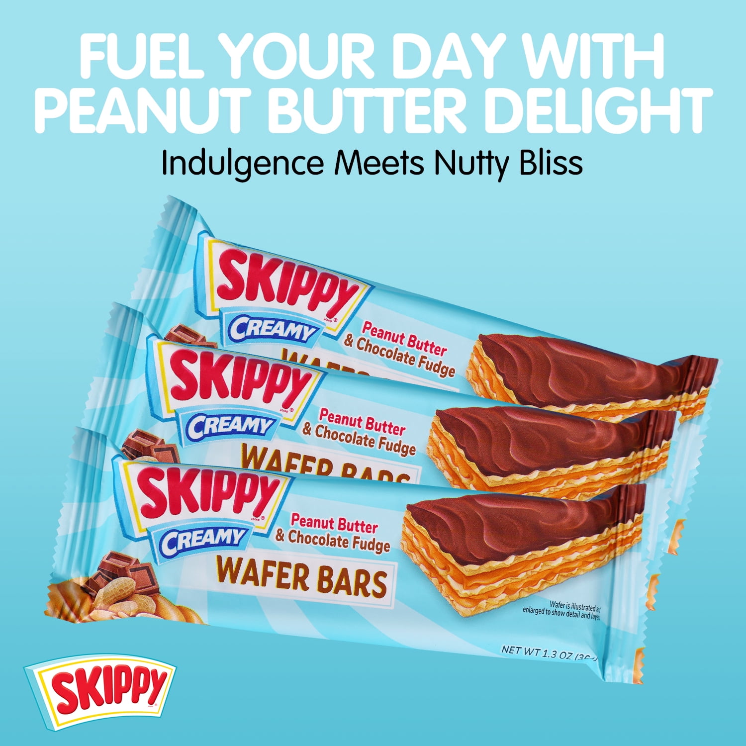 Skippy Creamy Peanut Butter And Chocolate Fudge Wafer Snack Bar, 1.3 Oz, 6 ct (Pack of 6-36 ct)