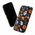 thumbnail image 4 of Cute Halloween Ghost & Pumpkin Phone Case, Spooky Floral Autumn Aesthetic, Orange & Navy Fall iPhone Cover for iPhone 16/15/14/13/12/11, 4 of 6