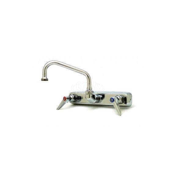 T and S Brass TSB1126 8in Centerset Wall-Mount Workboard Faucet with 8in Swing Nozzle and Lever Handles