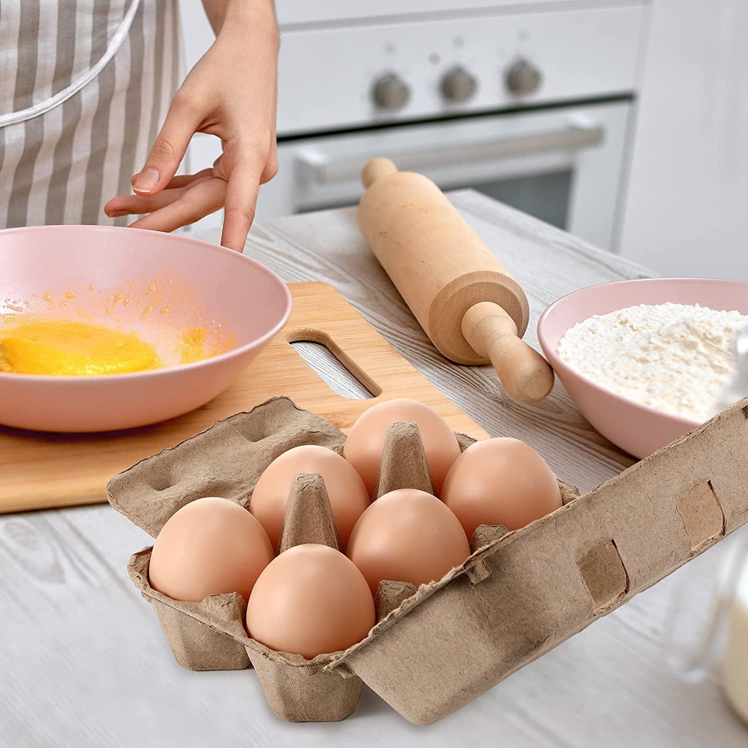 100 Pcs Paper Egg Cartons Bulk for Chicken Eggs Blank Pulp Fiber Egg Tray Holder Reusable Empty Storage Containers for Farm Market Kitchen Camping Picnic DIY(12 Count)
