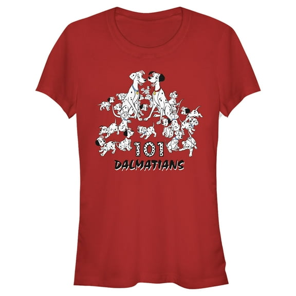 Junior's One Hundred and One Dalmatians Family Graphic Tee Red Medium