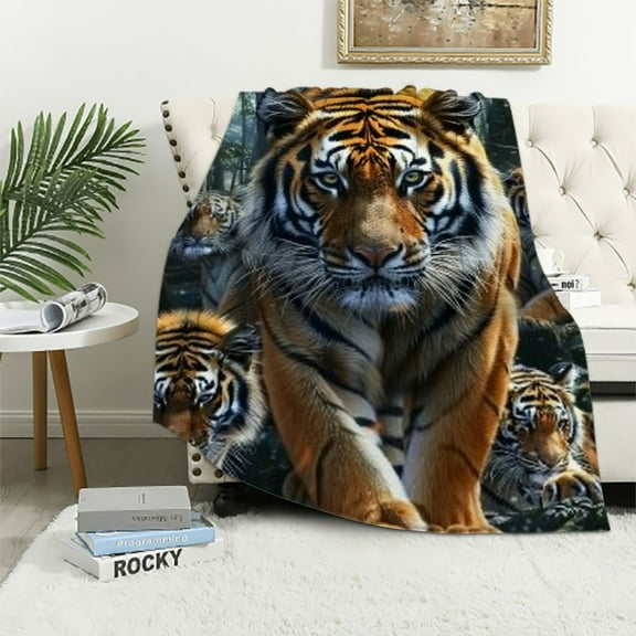 Shiartex   Tiger Blanket,Tiger Gifts for Women Men,Tiger Throw Blanket for Kids Teens Adults,Tiger Gifts for Tiger Lovers,Soft Tiger Blanket for Sofa Couch Home Bedroom Christmas Decor White