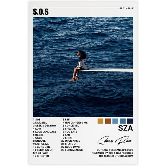 PHFZJYOU sza sza Sos Album Poster frameless Painting Canvas Wall Posters Art Picture Print Modern Home Family Bedroom office Decor 24x36inch
