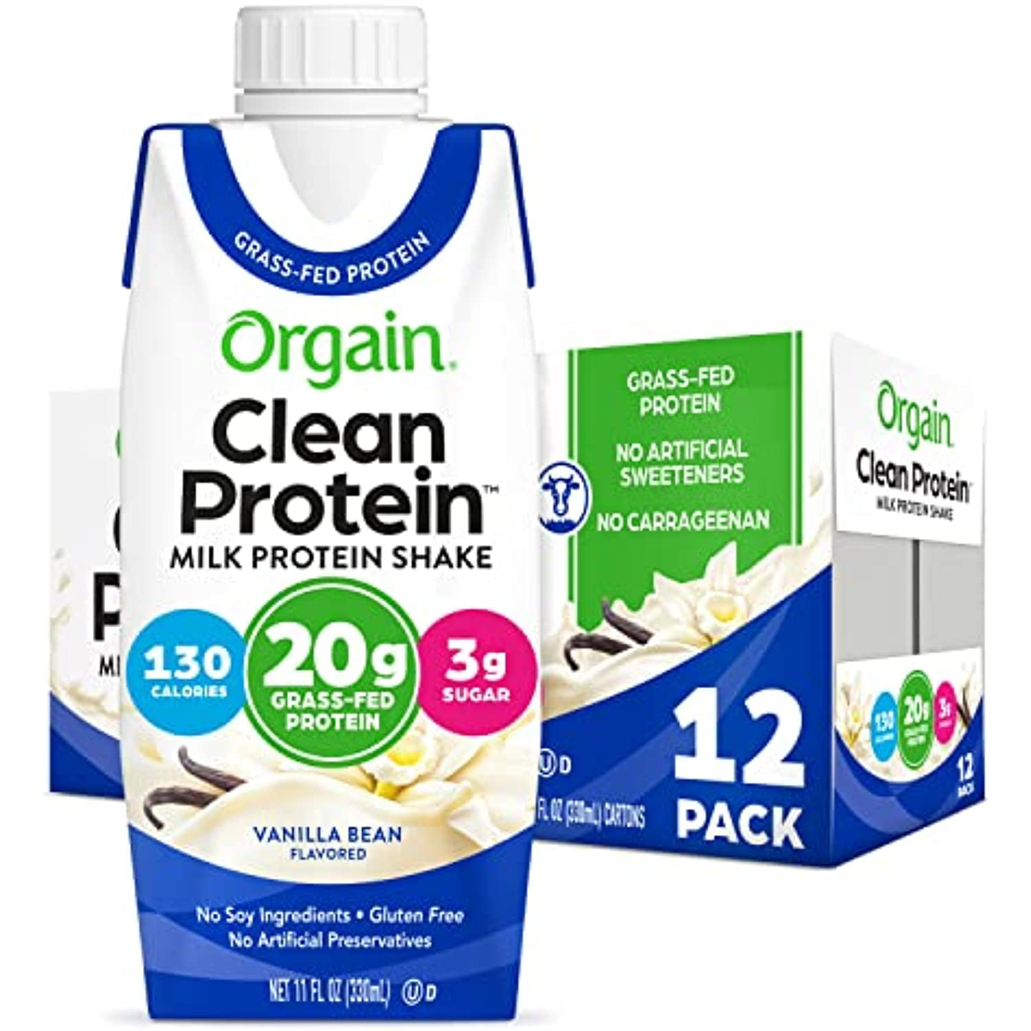 Orgain Grass Fed Clean Protein Shake, Vanilla Bean 20G Of Protein