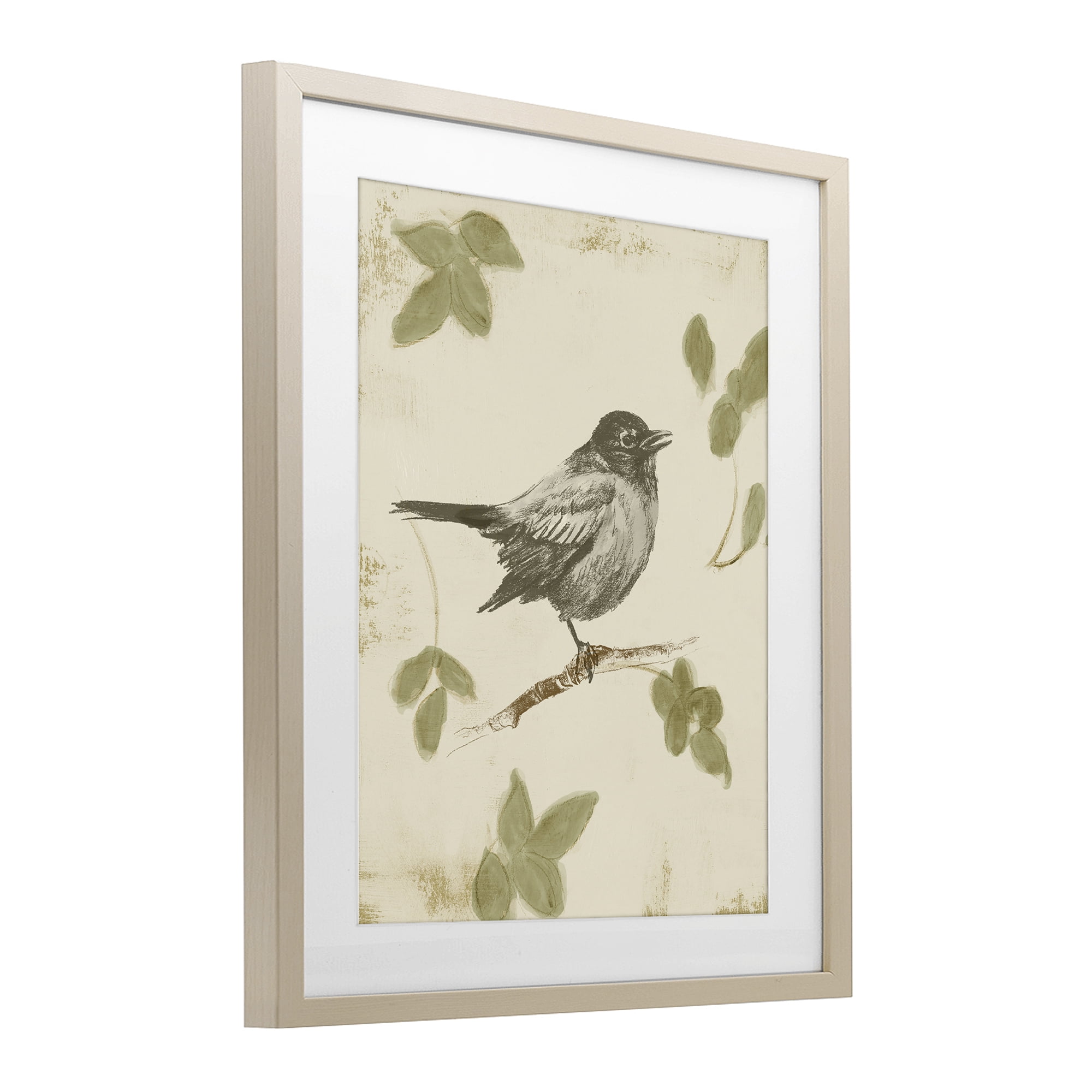 Stupell Industries Bird Scene over Neutral Birch Framed Print Under Glass, design by Lanie Loreth