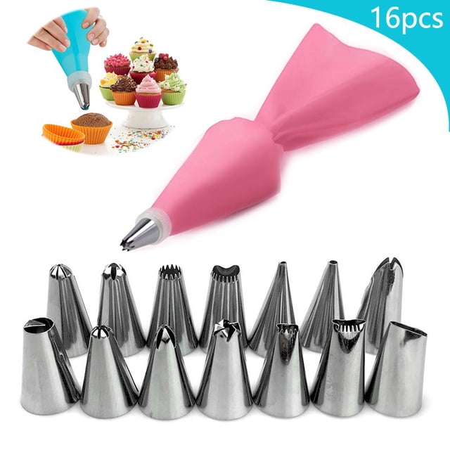 16pcs/set boquillas para reposteria duyas para reposteria con bolsa de confitería manga pastelera reposteria y pasteleria accesorios