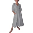 thumbnail image 1 of asddcavvf Robes pour Femmes Printemps et Automne et Lin Col en V Profond Plissé Couleur Unie, 1 of 9