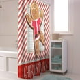 thumbnail image 4 of Christmas Shower Curtain Gingerbread Man Shower Curtains for Bathroom Decor Red Stripes Wood Grain for Christmas Decoration Bath Curtains Sets with Hooks Waterproof 36" W x 72" L, 4 of 6