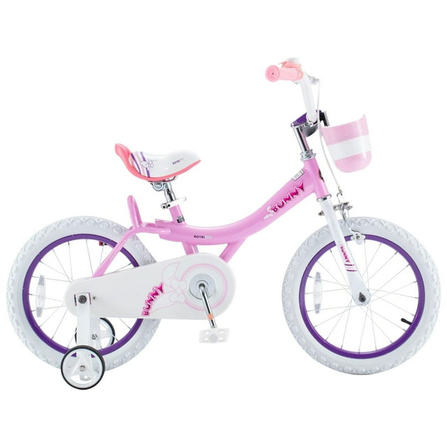 RoyalBaby Princess Vélo pour Fille 16 Pouces avec Petites Roues Stabilisatrices et Béquille, Lapin/rose Violet