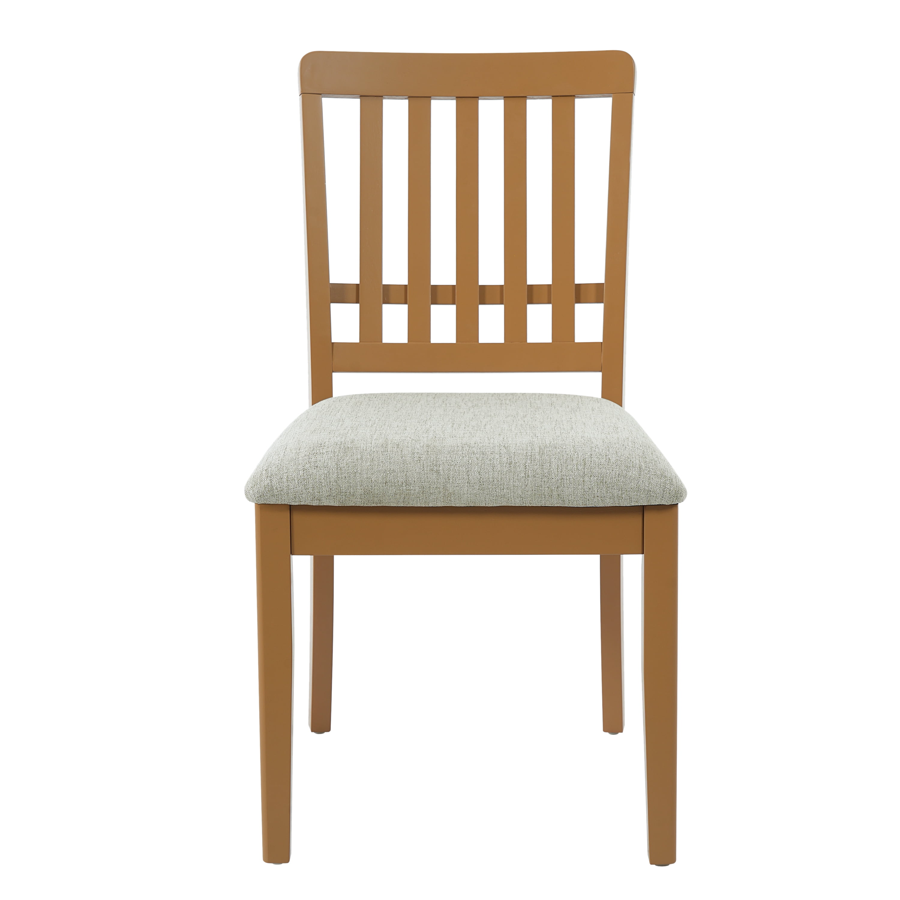 Dining Chair Set of 2, Curved Wood Backrest with Gray Fabric Seat for Dining Room Apartment, Light Brown