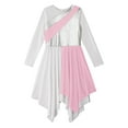 thumbnail image 3 of iiniim Kids Girls Long Sleeve Lyrical Performance Asymmetrical Dance Dress Pink 8, 3 of 7